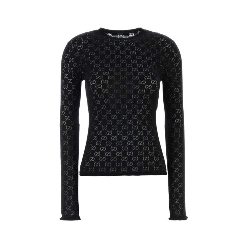 Gucci Women Black Gg Cotton Top